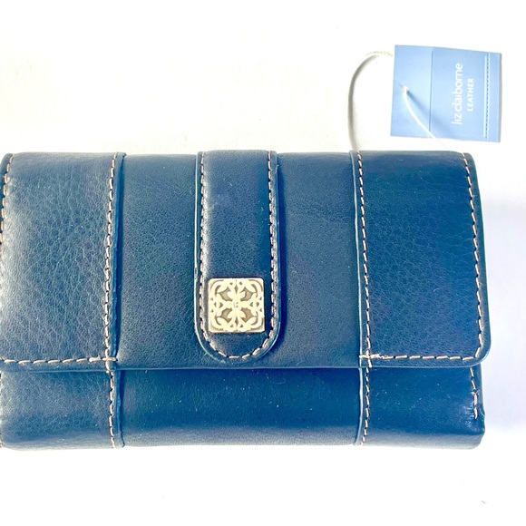 Liz Claiborne Genuine Leather Black Tri-Fold Ladies Wallet New With Tags - Picture 2 of 9
